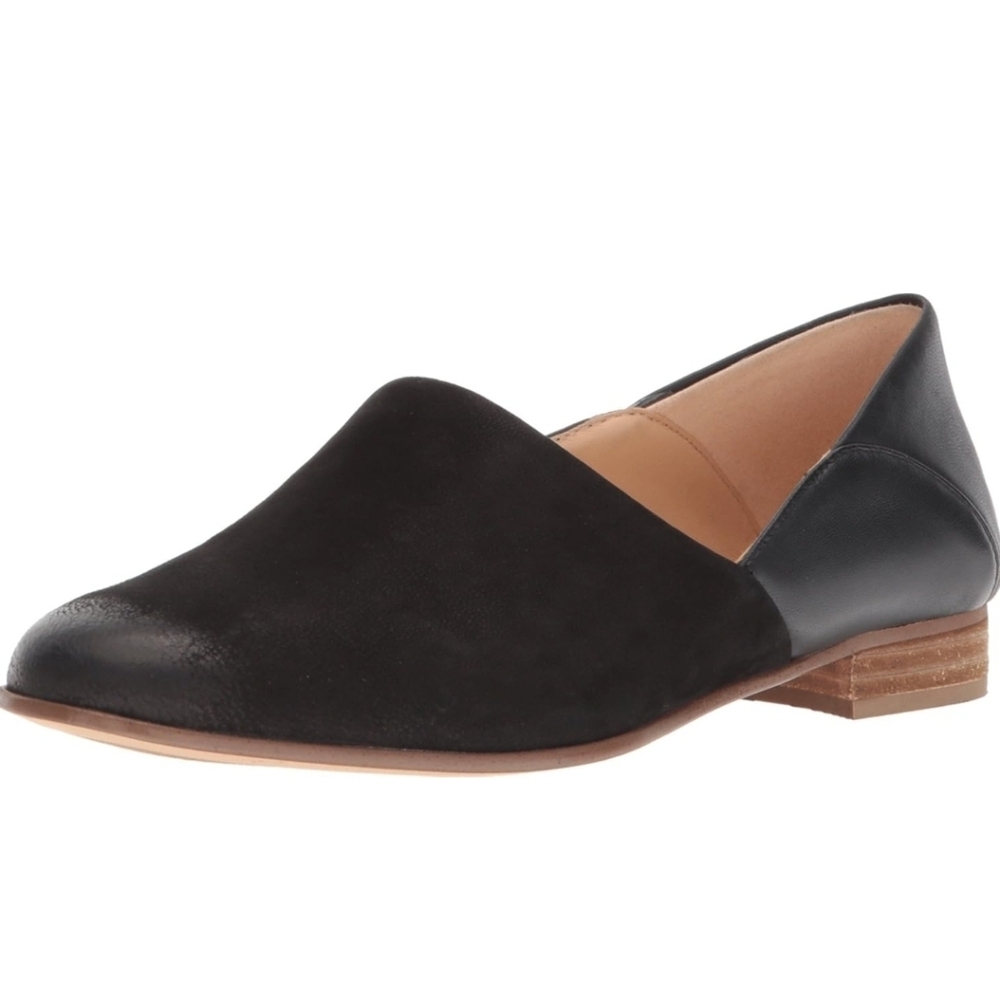 CLARKS Pure Tone Black Leather Flats 7.5 New